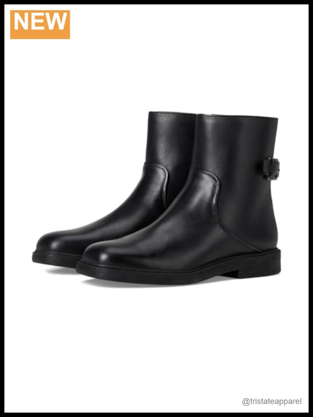 Franco Sarto Pippen Ankle Bootie Leather Square Toe Side Zip Block Heel Women's
